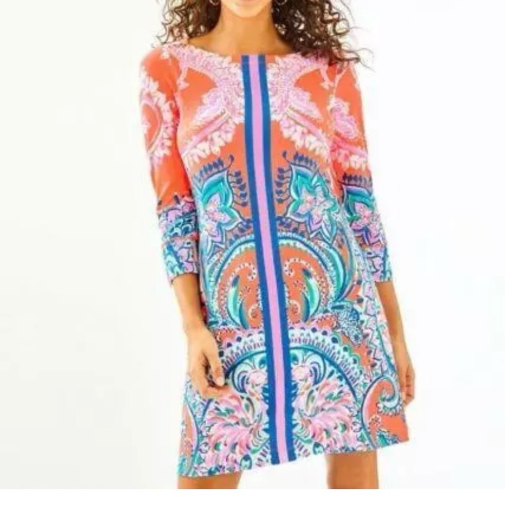 Lilly Pulitzer Coral and Blue Mini Dress